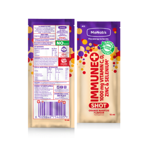 McNab's Immune + shots with Vit C 1000mg,D, Zinc & selenium 15ml 48’s