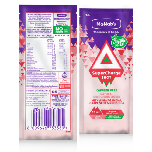 McNab's Supercharge Caffeine free shot – Cherry 12’s