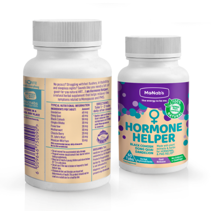 McNab's Hormone Helper with Black Cohosh, Dong Quai & Dandelion – 60 Tablets