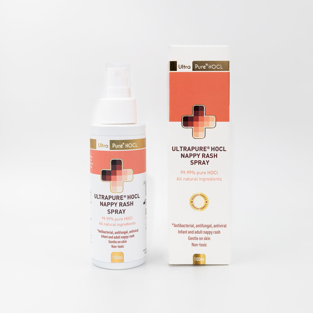 UltraPure HOCl Nappy Rash Spray 100 ml bottle and box