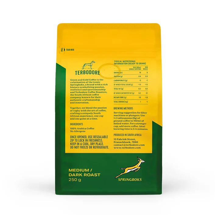 Terbodore Green & Gold Springbok coffee