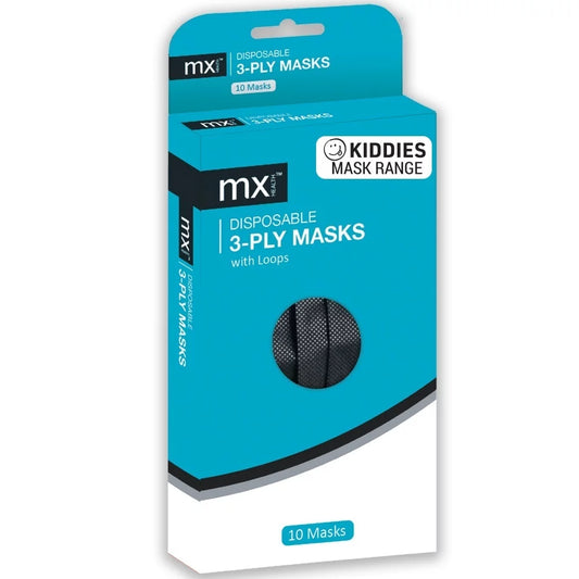 Medinox - mx 10 Pack 3-Ply Face Masks – KIDS – Black & Purple