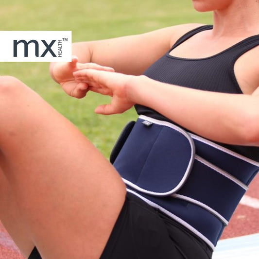 mx Health Premium Neoprene Back Support – maker photo showing the belt in use