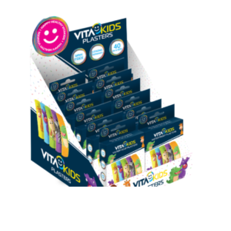 VitaKids waterproof plaster display shipper containing twelve boxes of forty plasters