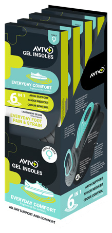 Avivo Everyday Comfort gel insoles | Female four-unit display carton