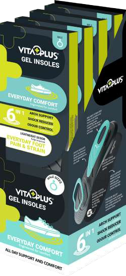 VitaPlus Everyday Comfort gel insoles | Male four-unit display carton