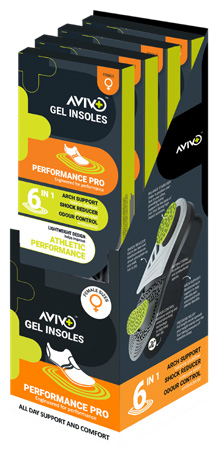 Avivo Performance Pro gel insoles | Female four-unit display carton