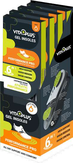 VitaPlus Performance Pro gel insoles | Male four-unit display carton